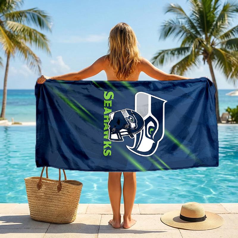 Seattle Seahawks Fashion Beach Towel Portable Soft Quick Dry Towel For Swimming Camping Holiday Use