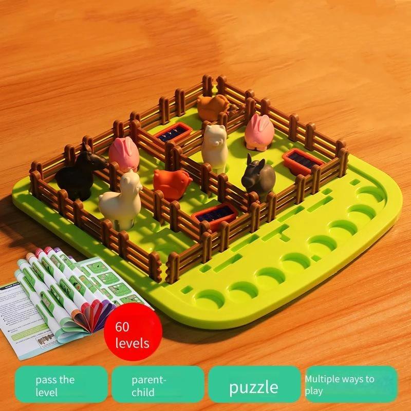 Gehirntraining für Kinder 3D-Puzzle - Bauernhoftier-Logikspiel Interaktives Mehrspieler-Brettspiel & Lernspielzeug für Kinder