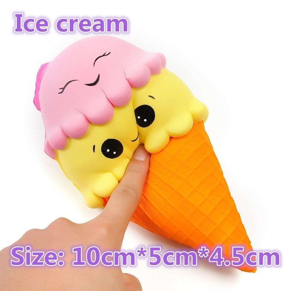 Cute Jumbo Original Double Face Ice Cream Slow Rising Kawaii Cartoon Soft Squeeze Bread Straps Toys