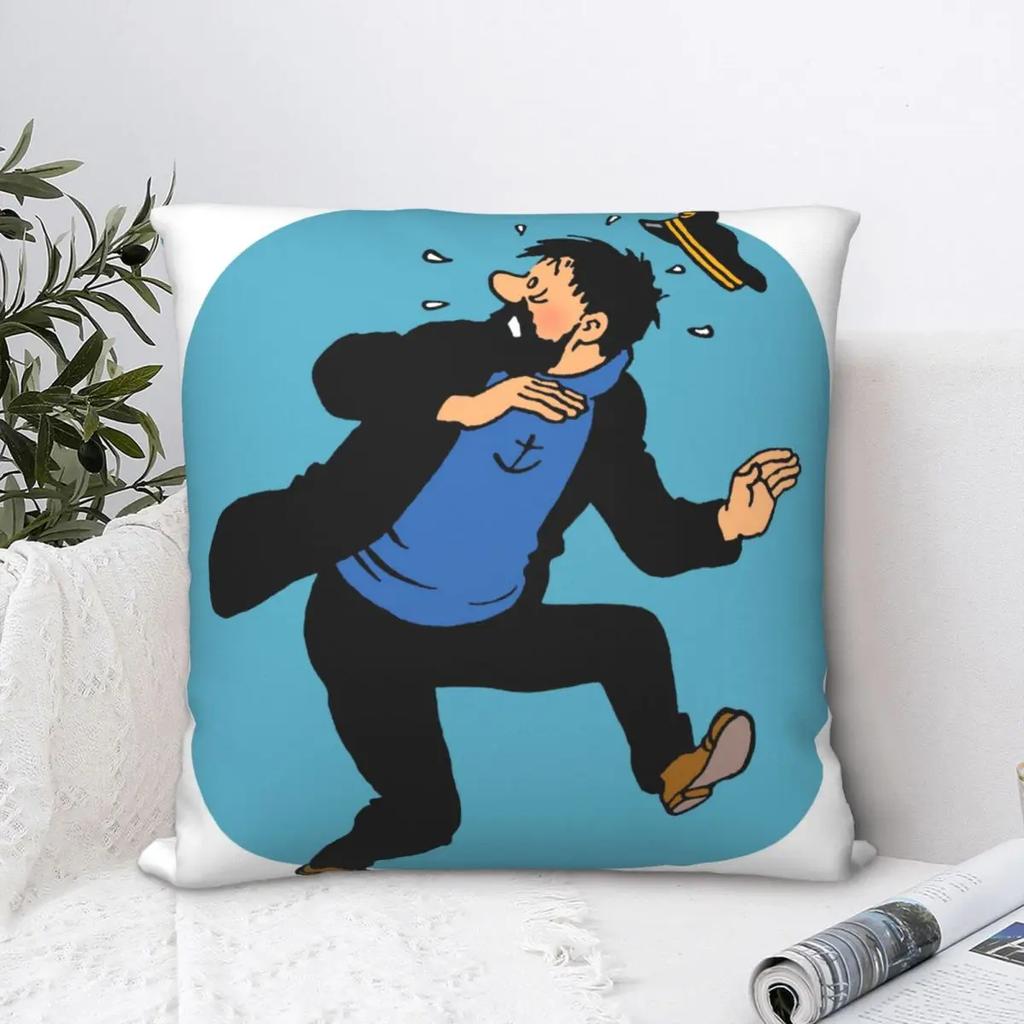 Captain Haddock Polyester Cushion Cover Adventures of TinT Fantasy Comics Home Car Decorative Washable Cojines Decorativos