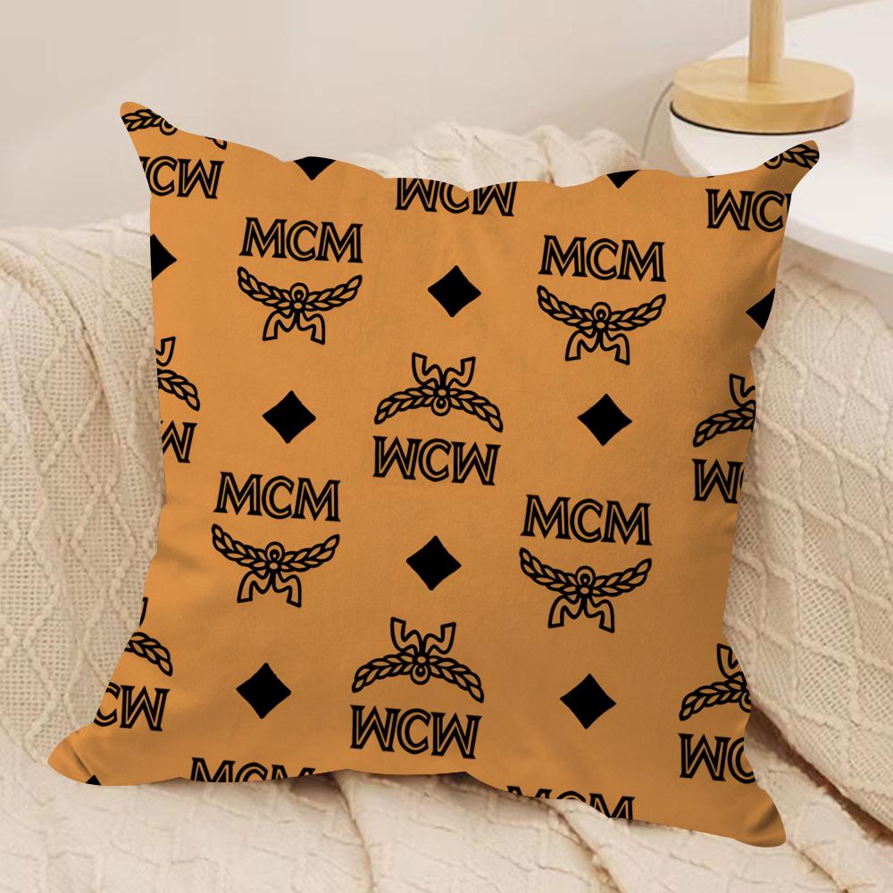 Texture M-C-M Fashion Cushion Cover Soft Plush Fabric Double-Sided Printed Sofa Cushion Cover for All Seasons Home Decor Gift