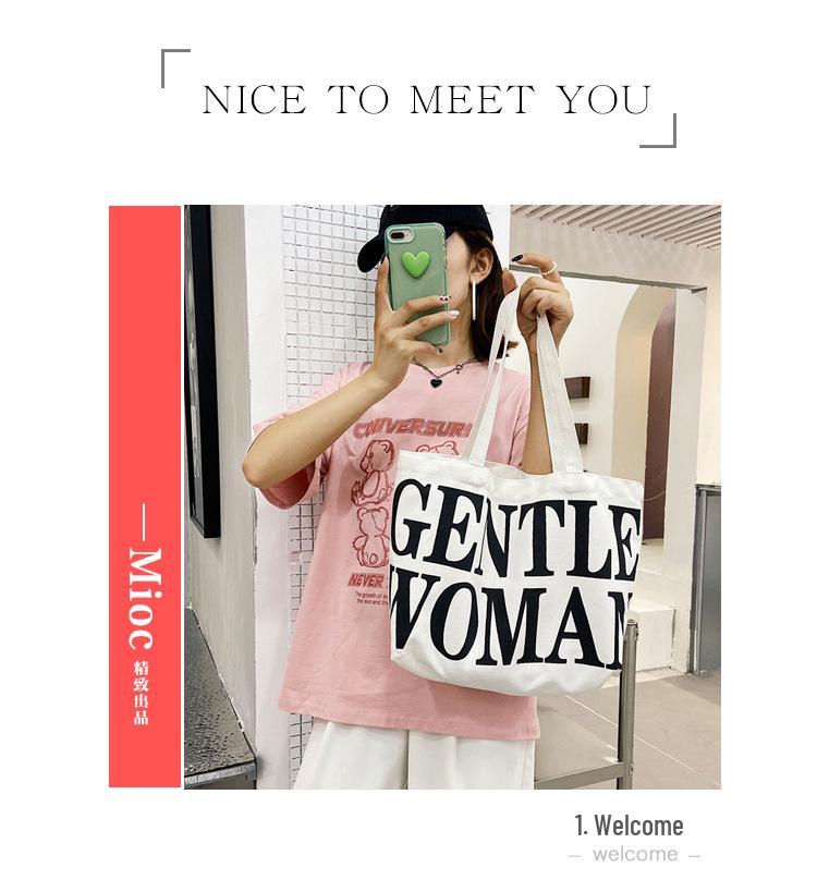 2025 Autumn Trend: Korean Style Canvas Shoulder Tote - Large Capacity and Stylish Letter Design