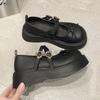Brown bow platform Mary Jane shoes women's spring 2025 new retro college style jk versatile small leather shoes