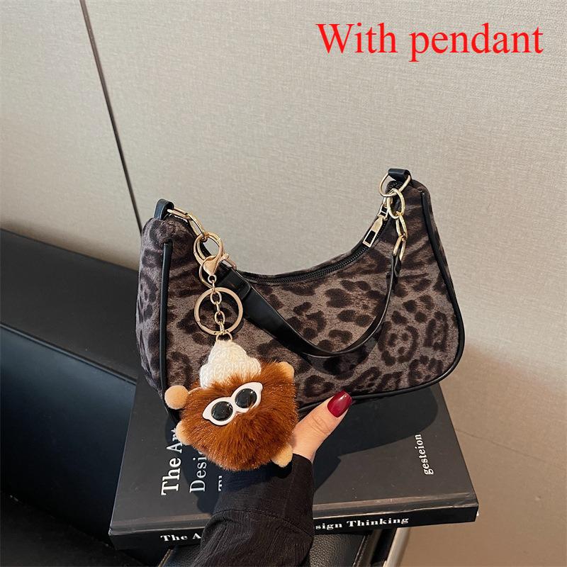 Retro Leopard Shoulder Bags for Women Casual Portable Ladies Chain Underarm Bag Clutch Autumn Female Phe Handbags Purse