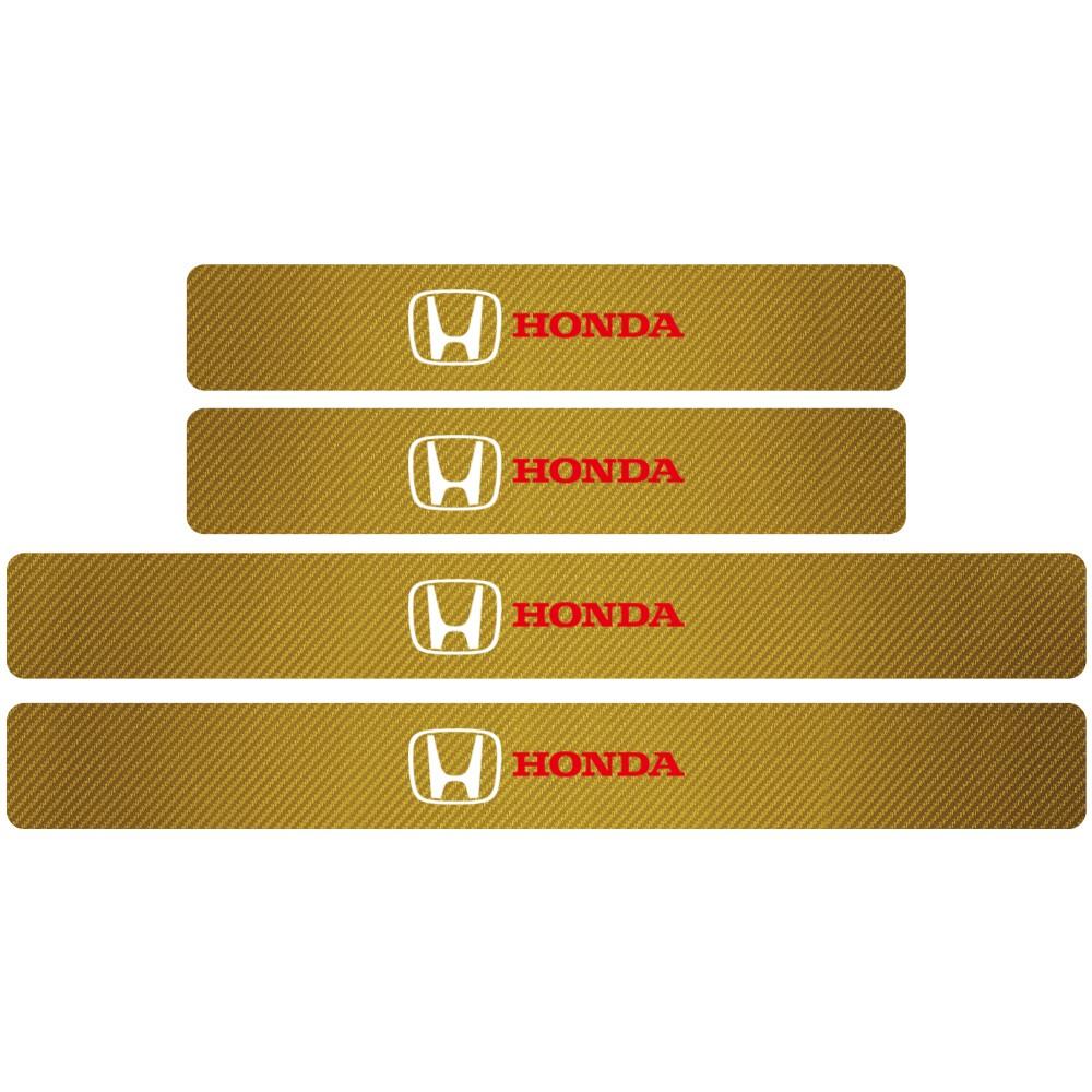 Dncr6 4Pcs Carbon Fiber Car Door Threshold Sill Sticker Badge For Honda Mugen Typer ACCORD Airwave Avancier Civic INSPIRE GK5 CRV XRV