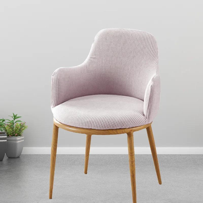 Solid Color High Arm Chair Cover Stretch Dining Chair Slipcover Fundas Para Sillas Makeup Spandex Round Bottom Chair Covers