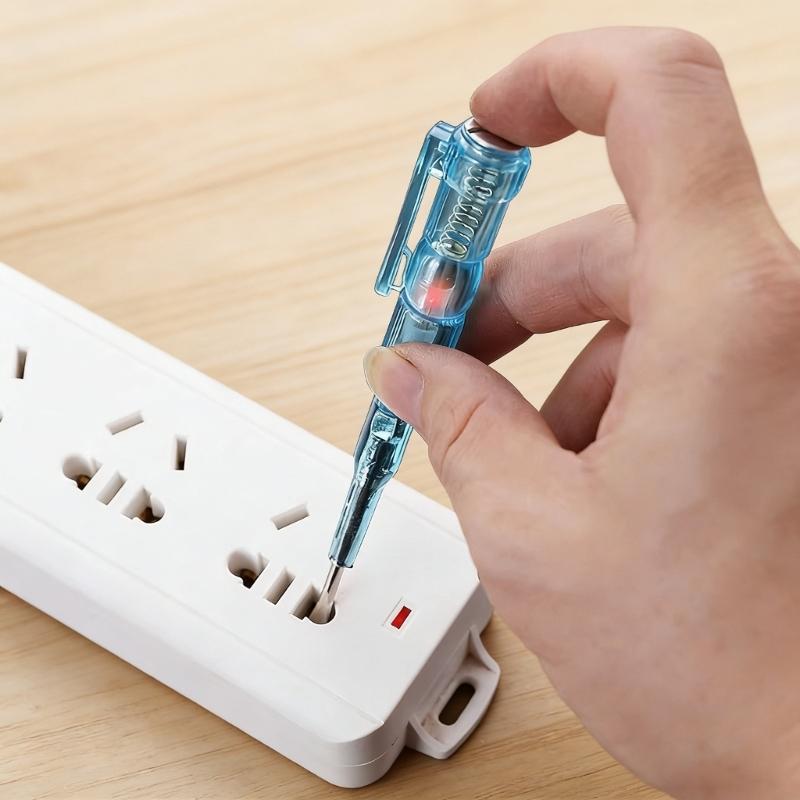 Blue Clear Flathead Voltage Tester Pen Measure 100-500V With Auto Test Function For Electricians Polarity Detection