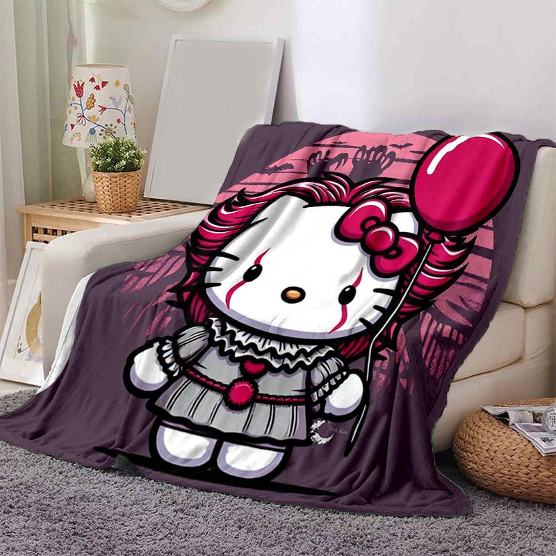 1pc Cute Cat Character Hello Kitty Blanket, Soft Warm Throw Blankets, Living Room, Travel, Camping, Car Blankets, Beach, Office Naps, Home Decor Gift