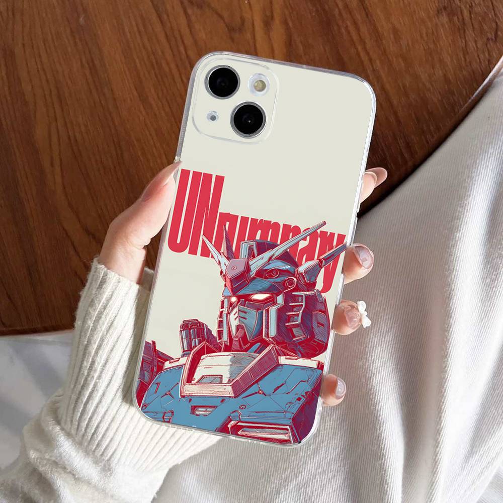 Cartoon G-Gundams Transparent Phone Case For IPhone 16 15 14 13 12 11 Pro Max Plus Soft Cover