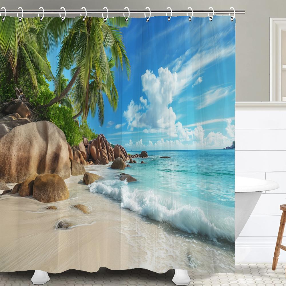 ocean beach shell Print bathroom waterproof shower curtain shower curtain modern polyster home decor bathroom curtain with hooks