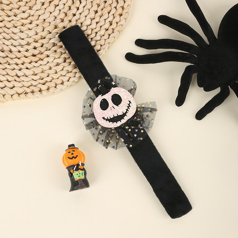 Halloween Children's Funny Slap-ring Wristbands, Kindergarten Student Party Gifts, Pumpkin Ghost Plushie Rattle, Circular Toy