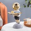 Resin Astronaut Statue Piggy Bank Ornament Entrance Key Storage Tray (Yellow)