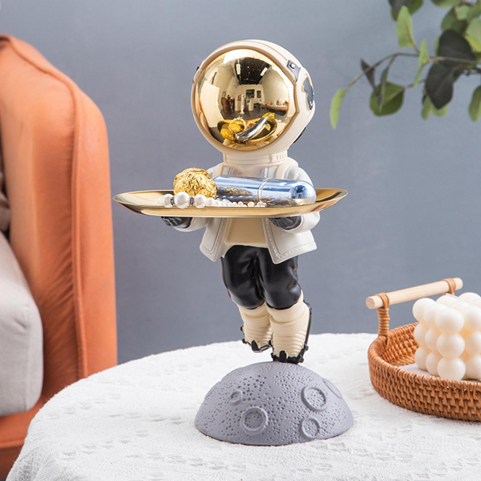 Resin Astronaut Statue Piggy Bank Ornament Entrance Key Storage Tray (Yellow) China Mainland