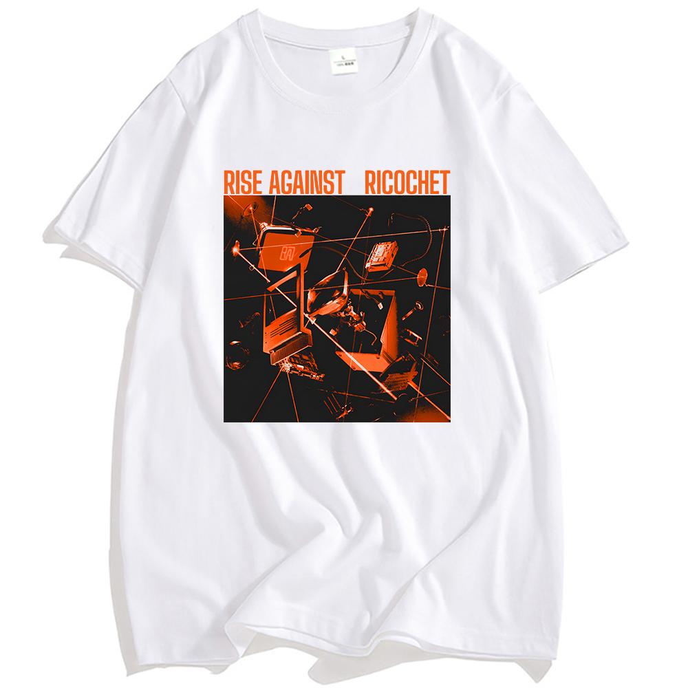 Ricochet Album Cover T-Shirt RISE AGAINST Rock Band Tshirts Casual Short Sleeve Male T Shirt Unisex Hip Hop Streetwear Men Tees