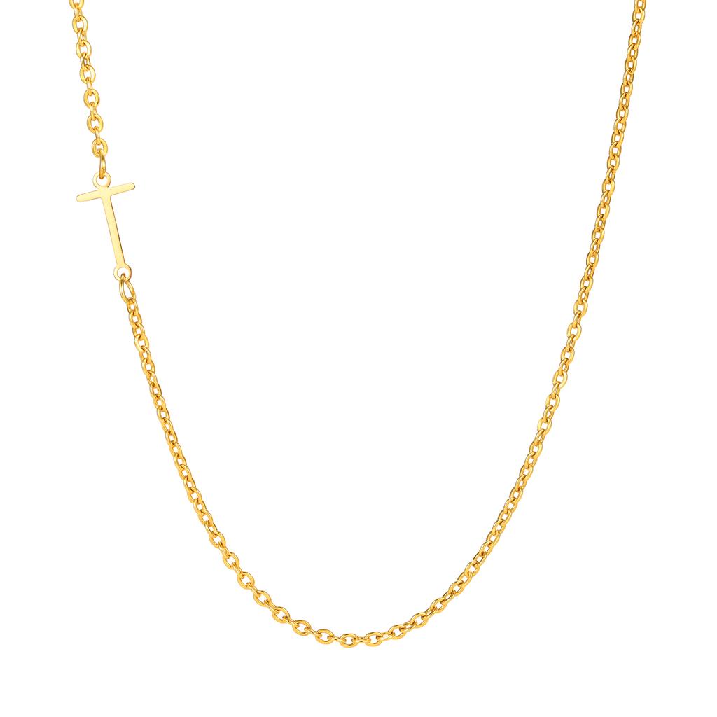 A-Z 26 Letters Initial Necklaces for Women 18k Gold Color Stainless Steel Necklace Rolo Chain Pendants Anniversary Jewelry