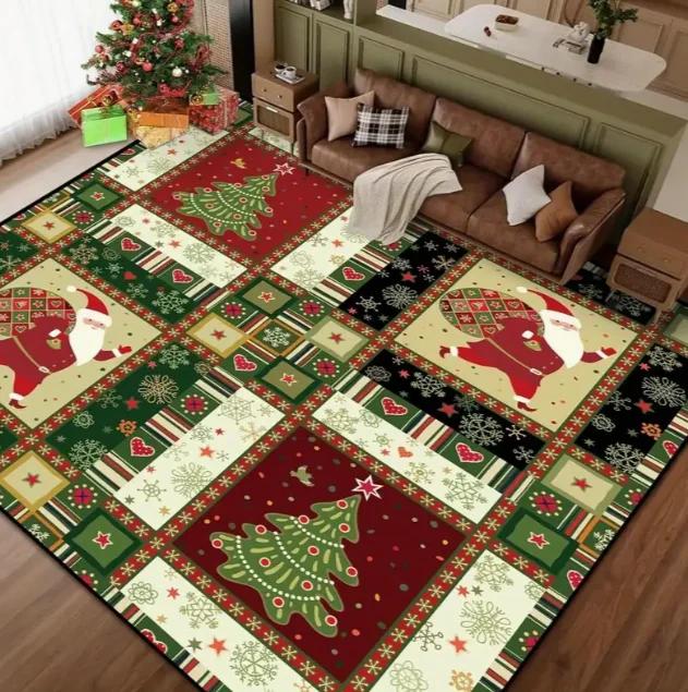 Christmas Child Carpet Red and White Snowflake Holiday Bottom for Living Room Bedroom Kitchen Floor Christmas Party Decoration