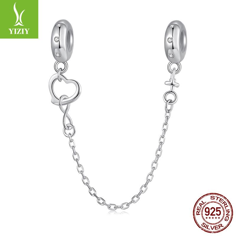 Infinite Love Silicone Safety Chain 925 Silver Diy Bracelet String Bead Accessories Charm Mother'S Day