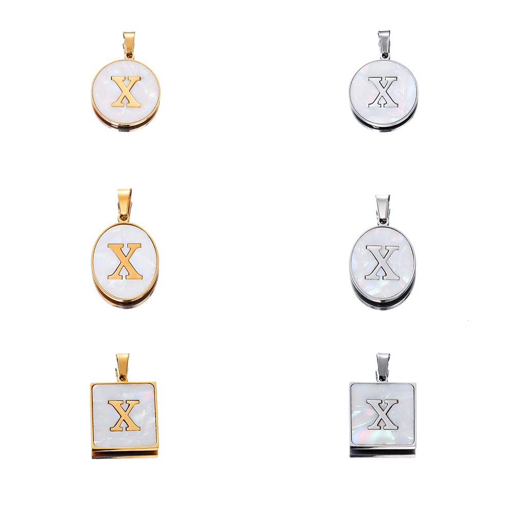 1Pcs Stainless Steel With Pinch Bail Clasps Imitation Pearl Letter Charms Pendant For Necklace DIY Jewelry Making Accessories