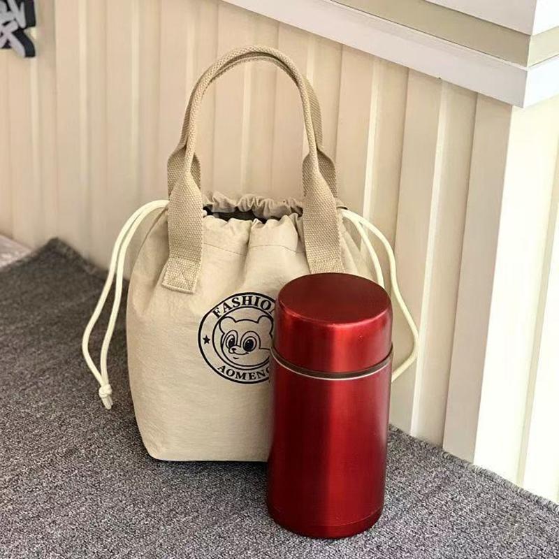 1Pc Cute Bear Lunch Box Bag Student Hand-Held Aluminum Foil Insulated Lunch Box Bag Large Capacity Lunch Box Bag