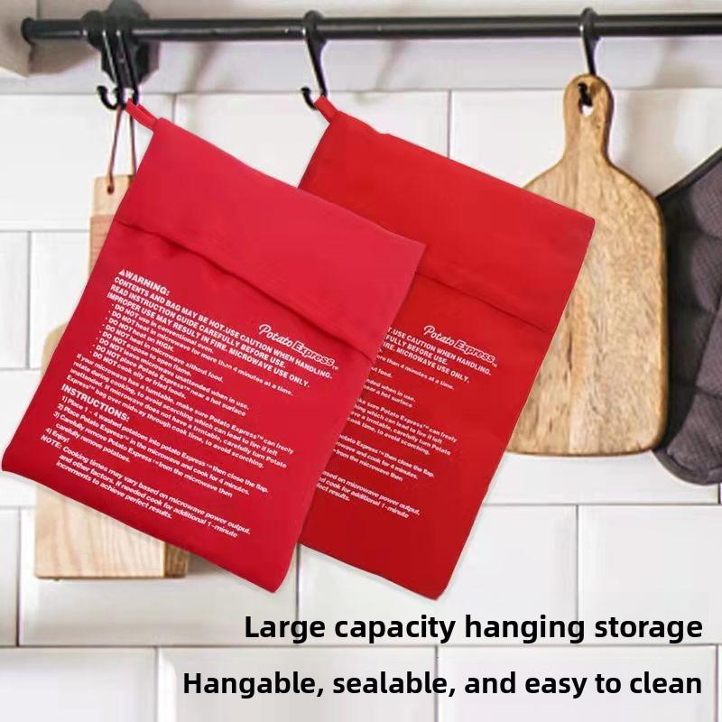 Red Reusable Microwave Potato Bag Express 4-Minute Baking Bag for Delicious Perfect Baked Potatoes Kitchen Cooking Accessory
