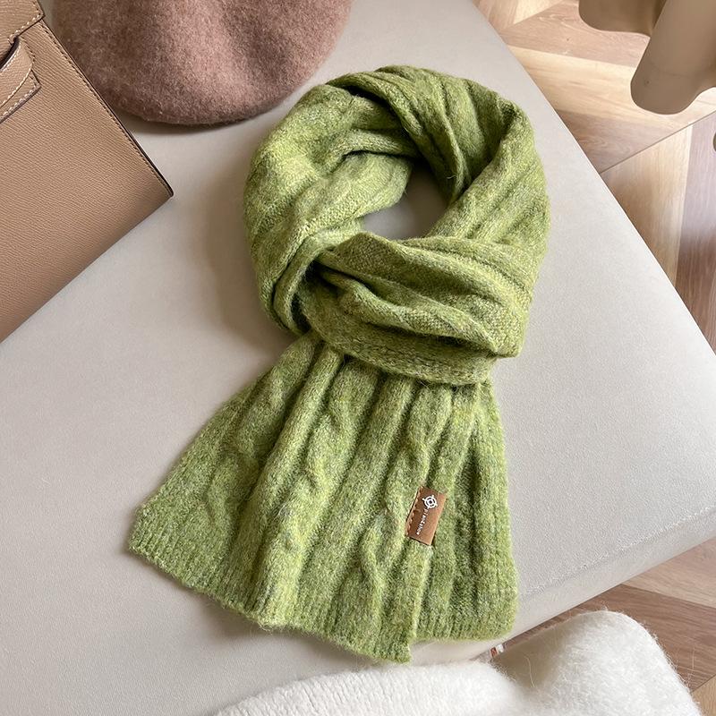 Korean Winter Fashion Versatile Solid Color Wool Blended Women's Scarf Warm High Quality Scarf Birthday Gift