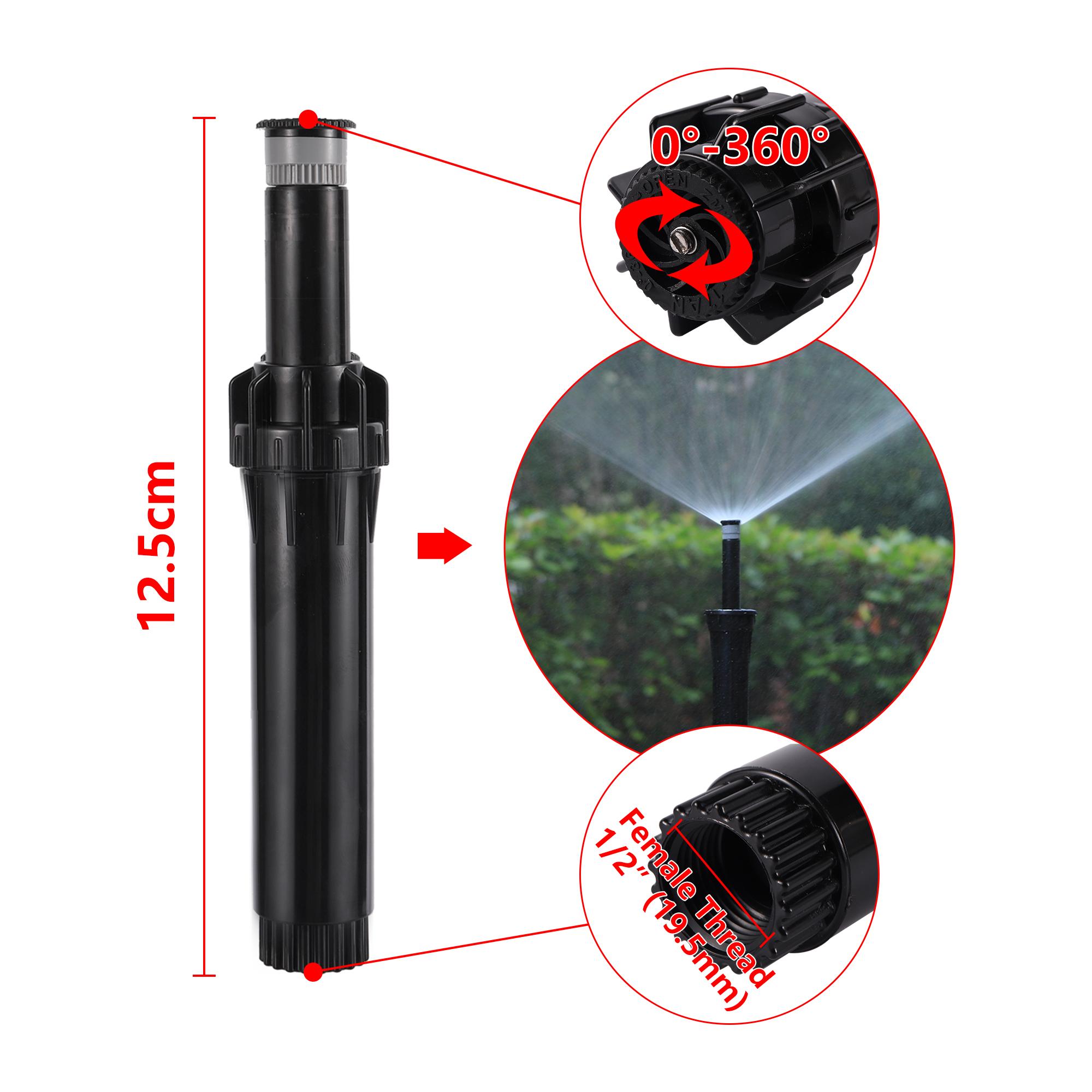 

1/2 Female Thread Buried Pop-Up Sprinkler 360° Automatic Lift Type Scattering Ray Jet Nozzle Lawn Green Belt Irrigation Device