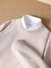 Men's Pure Wool Thickened Winter Pullover - Color Block Round Neck Cashmere Sweater