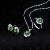 Luxury Diana Green Tourmaline Simulated Gemstone Jewelry Set: Pendant, Ring, and Stud Earrings for Women