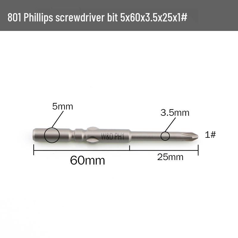 801 Electric Screwdriver Bit W&D 4mm Phillips Screwdriver, 5*60*3, 4C Imported Steel