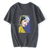 Unisex tshirt Lichtenstein Girl With A Pearl Earring Tshirt Women T Shirt Unisex Cotton Tees Tops Hip Hop Harajuku Streetwear