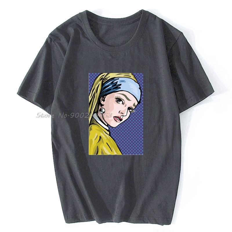 Unisex tshirt Lichtenstein Girl With A Pearl Earring Tshirt Women T Shirt Unisex Cotton Tees Tops Hip Hop Harajuku Streetwear