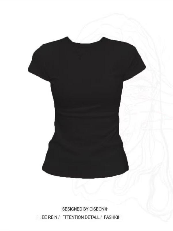 Damen Slim Fit Rundhals Kurzarm T-Shirt - Sommer 2026 Vielseitiges Basic Top