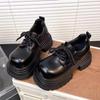 Muffin Platform Big Head JK Small Leather Shoes Women's 2025 New Small Derby Shoes British Style Lace-up Loafers