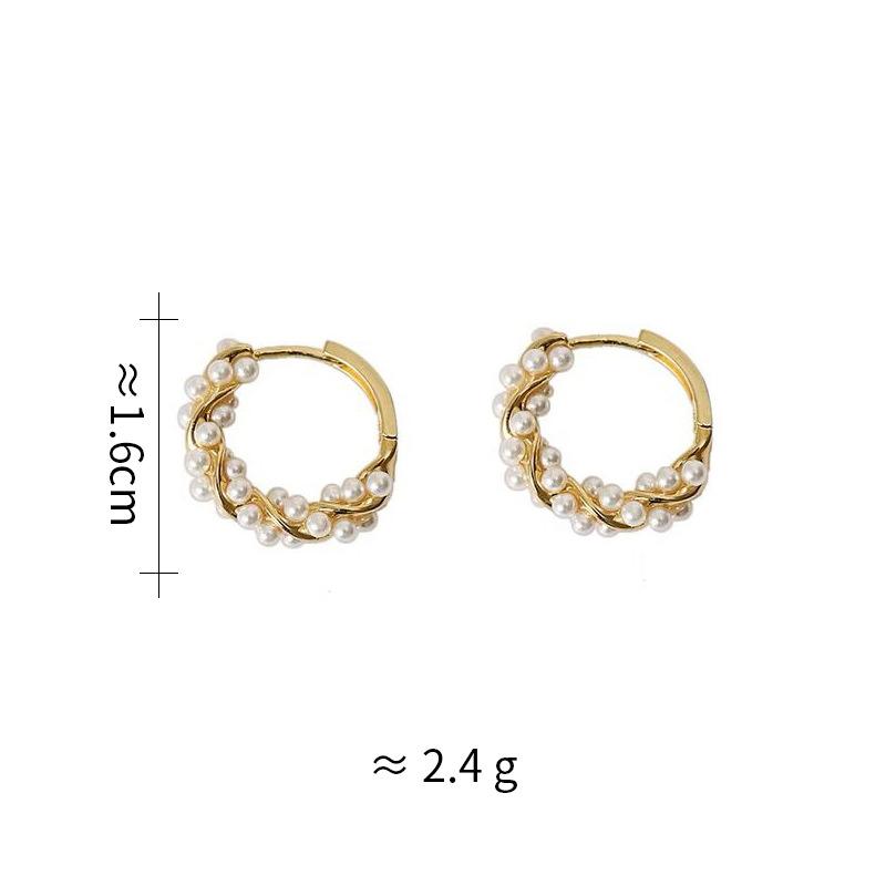 PONYKISS  Sterling Silver Needle Distort Pearl Round Hoop Earrings for Women Trendy Fashion  Minimalist Accessories