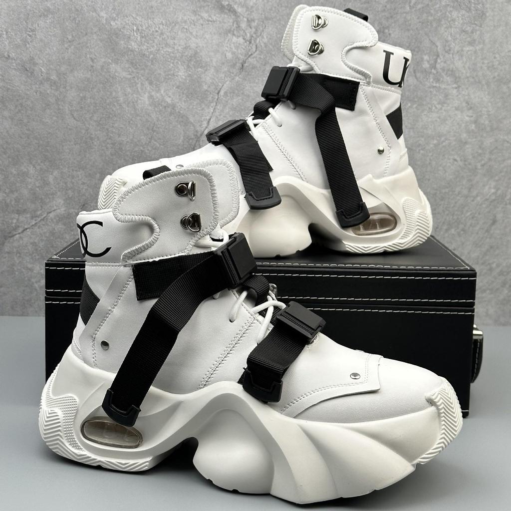 Europäische Herren High-Top Schwarze Sneaker: Frühling 2025 Trend, Größenerhöhend und Stilvoll