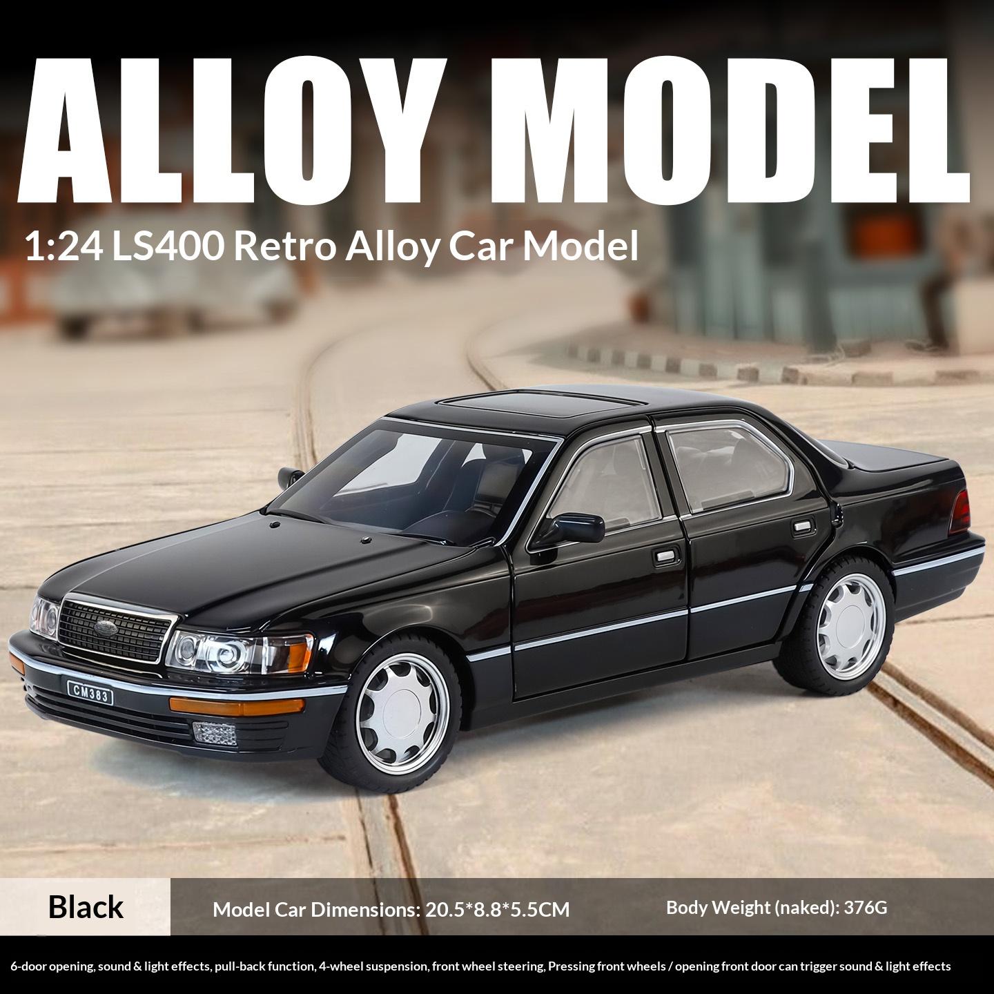 Legierungs-Druckguss 1:24 Lexus Ls400 Retro Auto Modell Sound und Licht Pull-Back Jungen Spielzeugauto Halloween Geschenk Schreibtischornament