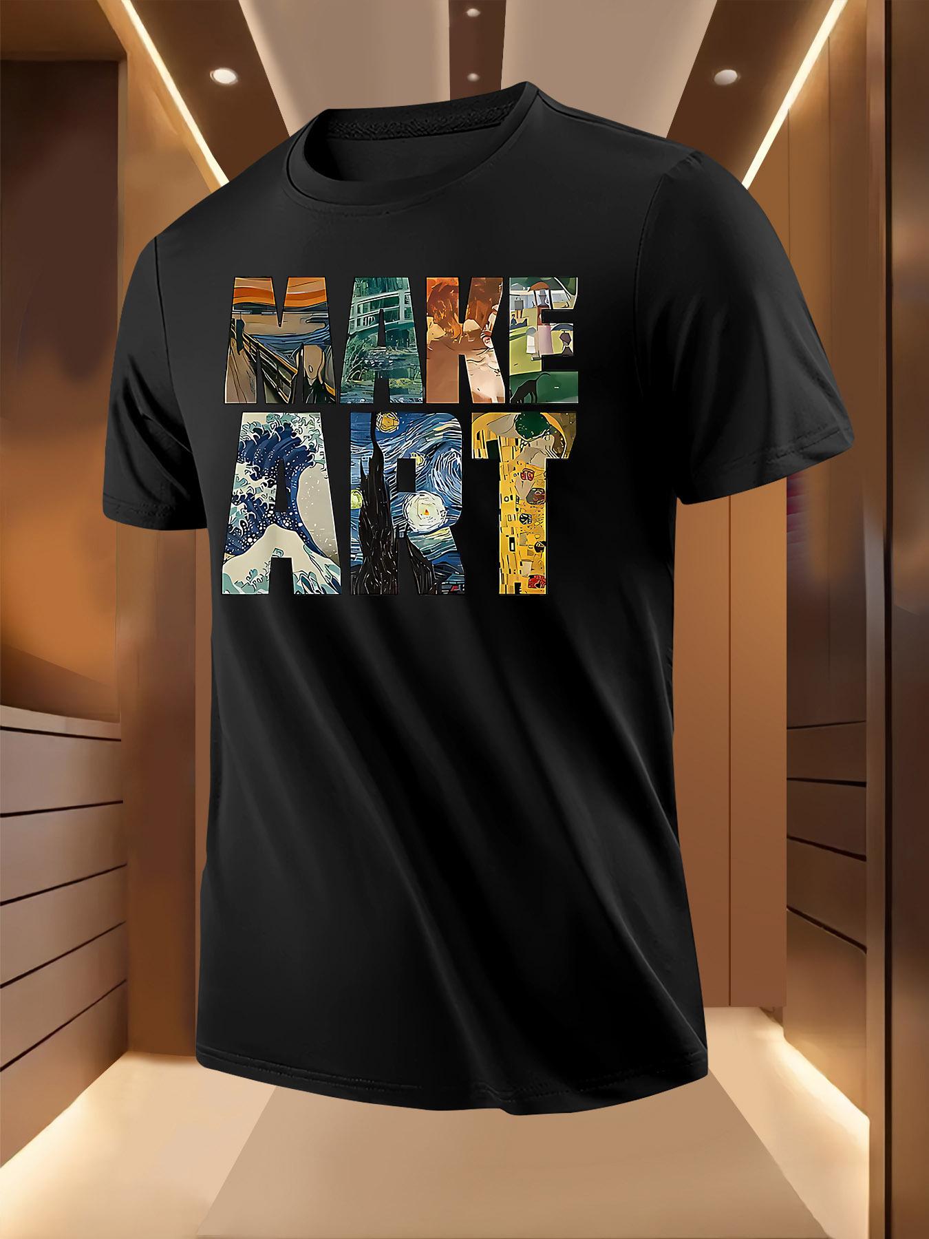 Artistic Letter Patchwork Print Tshirt - Breathable Light... XXL