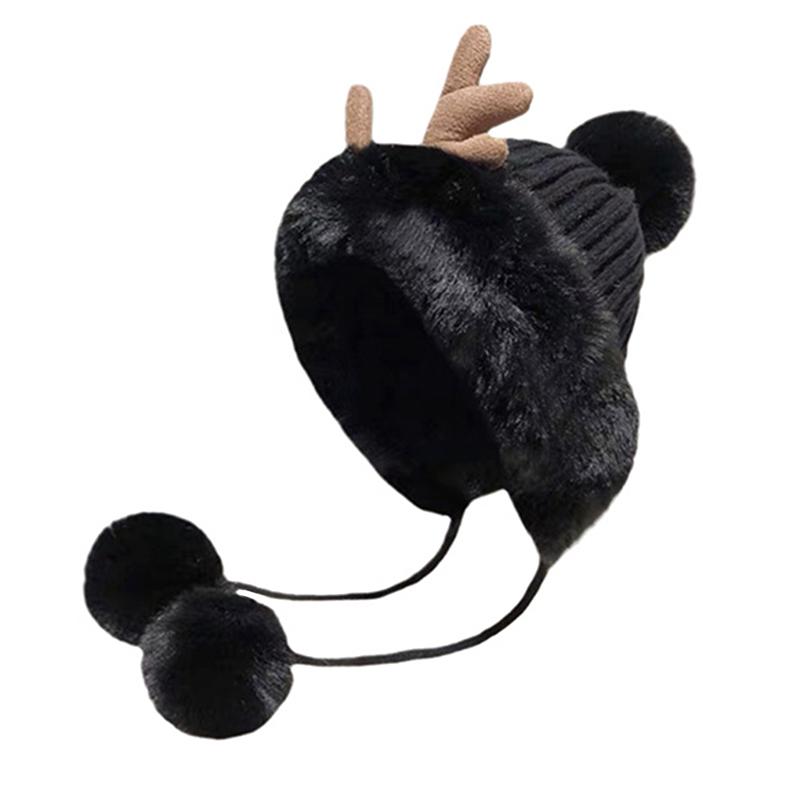 1PC Christmas Outfit Christmas Accessories Ear Flap Hat Gift Faux Fur Hat Fashion Plush Hat Warmth 55-60cm