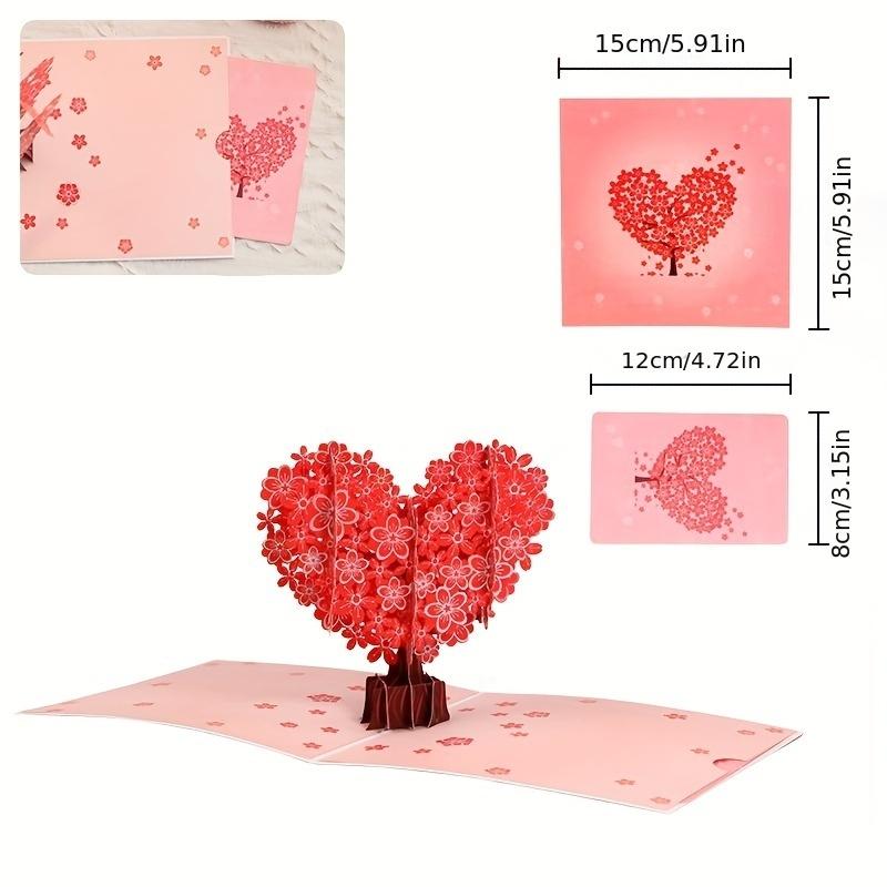 Romantic Cherry Blossom 3D Pop-Up Greeting Card Paper Art, Love Heart Giving Tree for Mother's Day, Wedding, Valentine's Gift