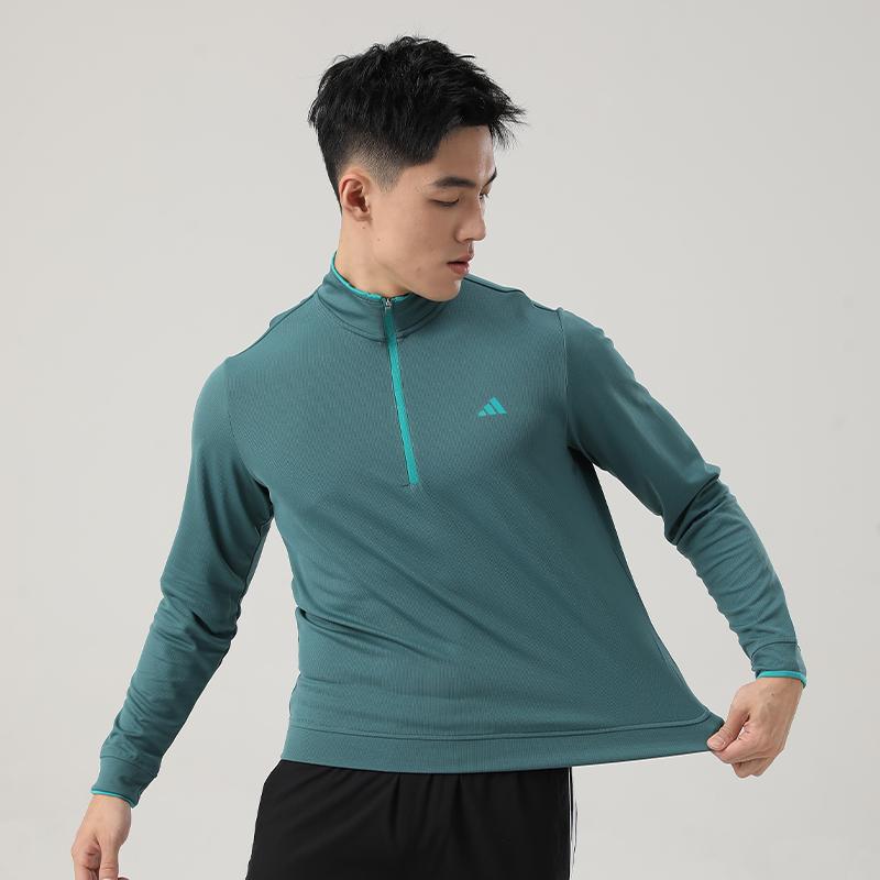 Adidas Lightweight Half-Zip Top Solid Color Golf Long Sleeve T-Shirt Men Tops JX7230