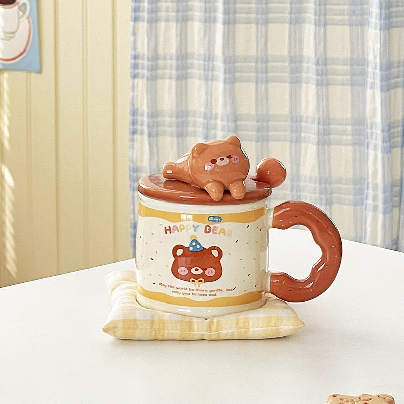 Cute Little Bear Mug High Appearance Level Ceramic Cup Design Sense Breakfast Cup Milk Cup  Gift Box As A Souvenir