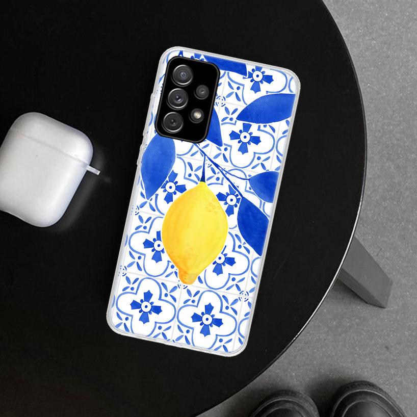 Mediterranean Lemon Phone Case Cover for Samsung Galaxy A12 A22 A32 A52 A72 A02S A51 A50S A31 A20S A10S Note 20 Ultra 10 Plus Ga