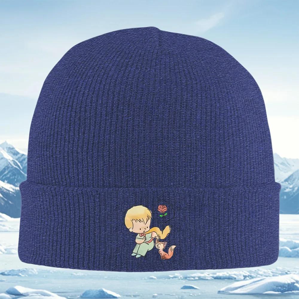 Boy Scarf Fox Rose Thinking Unisex Women Unisex Knitted Hat Beanie Pullover Cap Winter Thermal Warm Christmas Outdoor Cycling Hikin