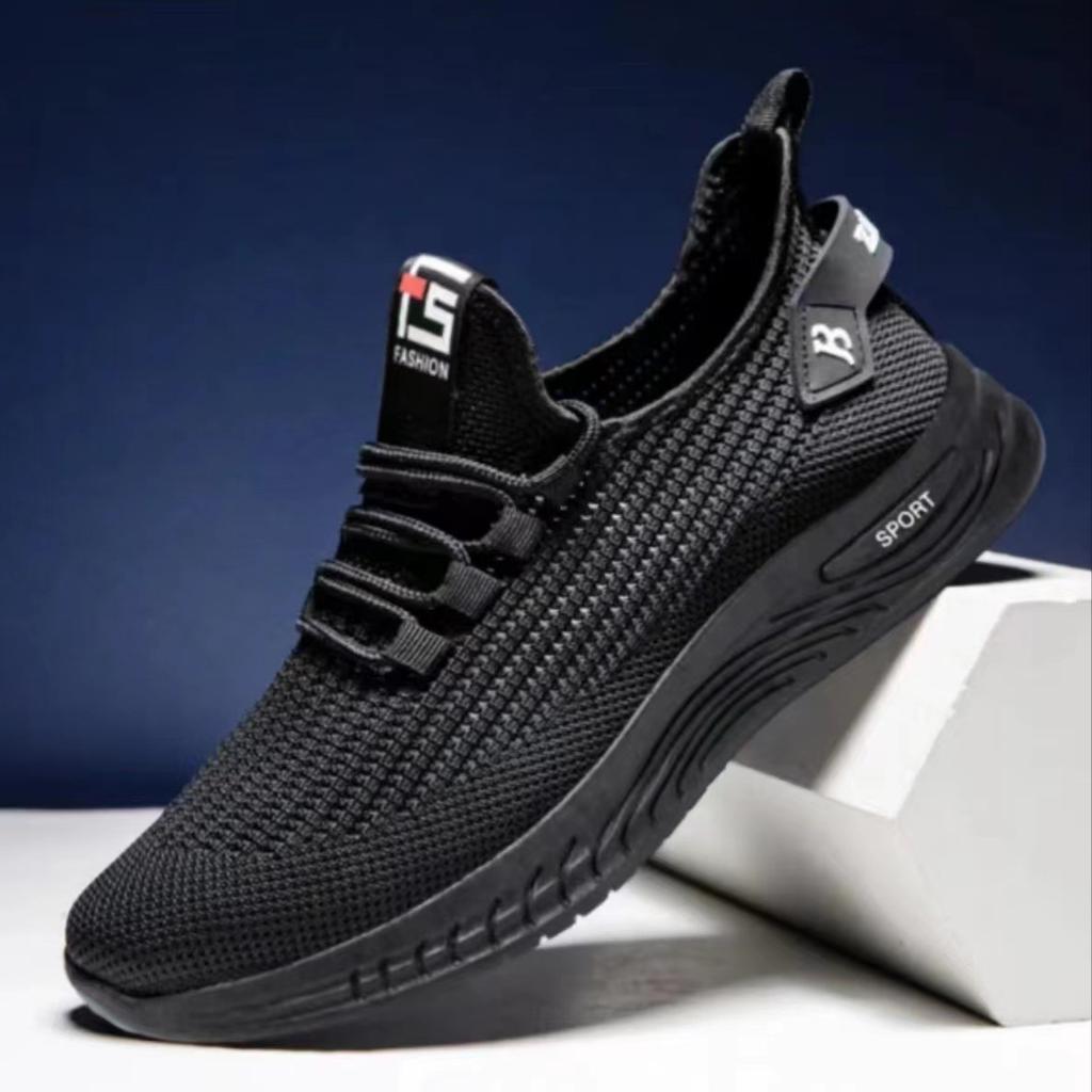 Men's Shoes for Summer New Men's Breathable Thin Mesh Shoes Korean Lazy Shoes Men's Hollow Flying Woven Sports Running Shoes