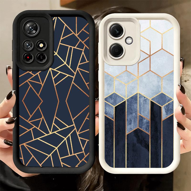 Geometric Marble Pattern Soft Phone Case for Xiaomi Poco X7 X6 X5 Pro X4 Gt X3 F7 Ultra M8 M7 Redmi 15C 15 14C 13 13C 12 12C 10
