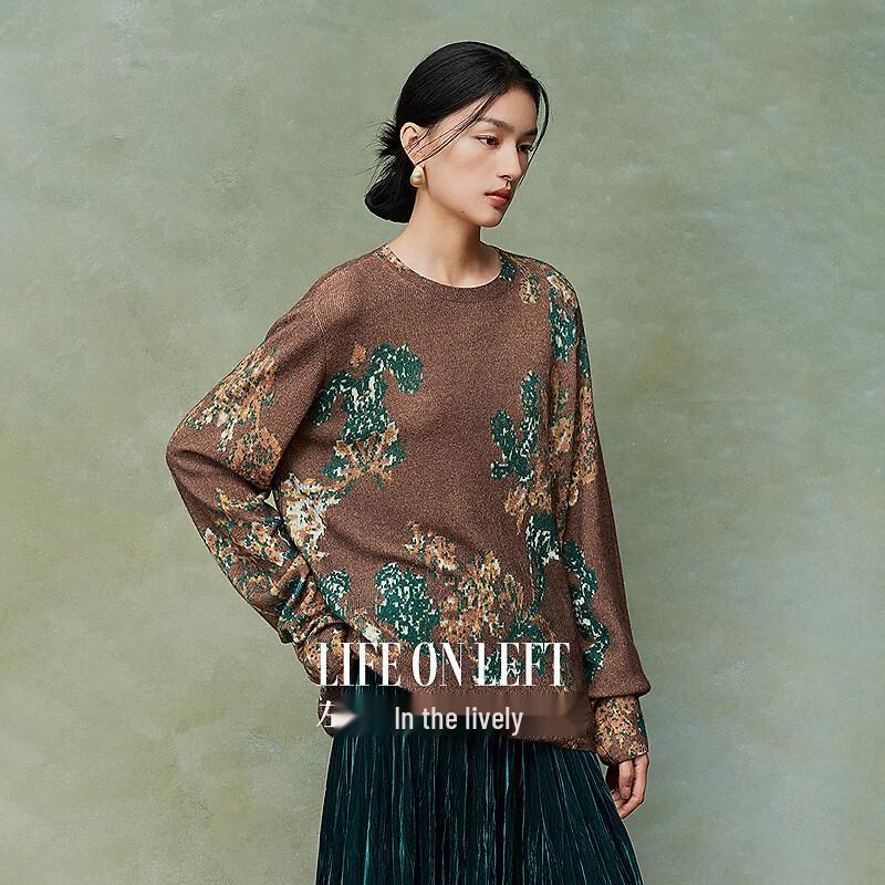 Elegant Printed Knit Pullover Sweater