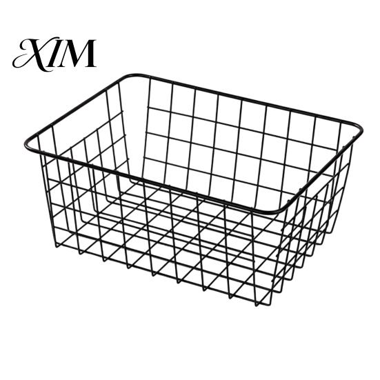 Wardrobe Clothes Organizing Bins Iron Storage Basket, Nordic Style Wire Organizer Bin, Large Decorative Metal Grid Baskets Capacity