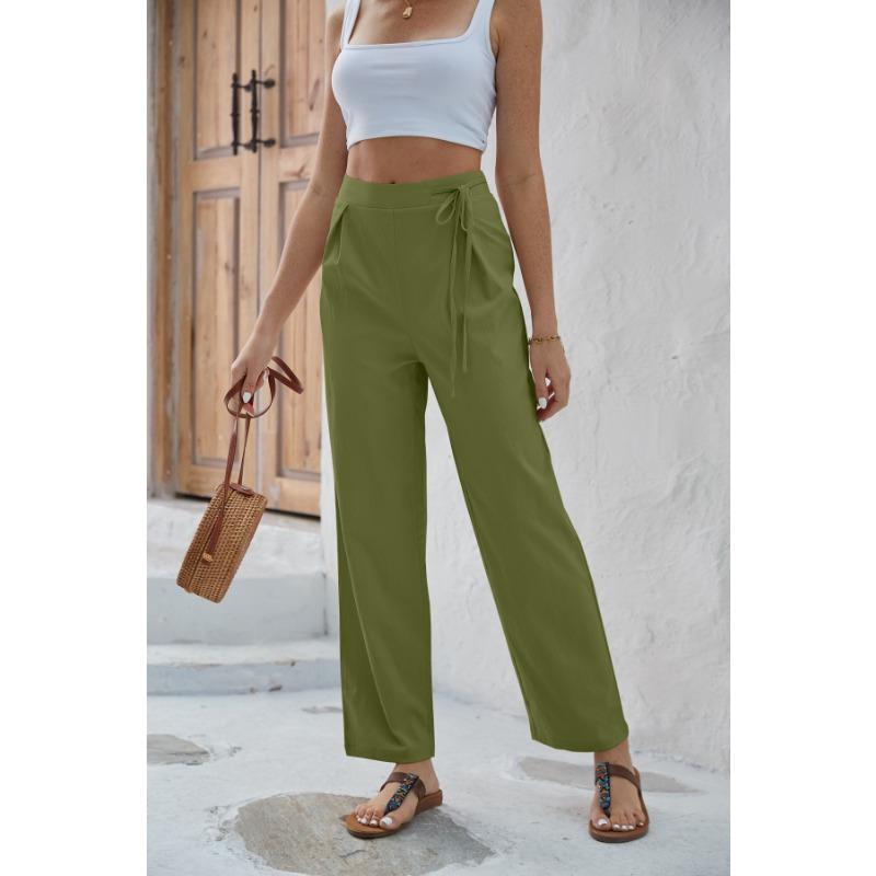 

Весенне-летние женские брюки больших размеров с драпировкой, прямые брюки с высокой талией, однотонные, вельветовые, широкие брюки 3XL армия зеленый