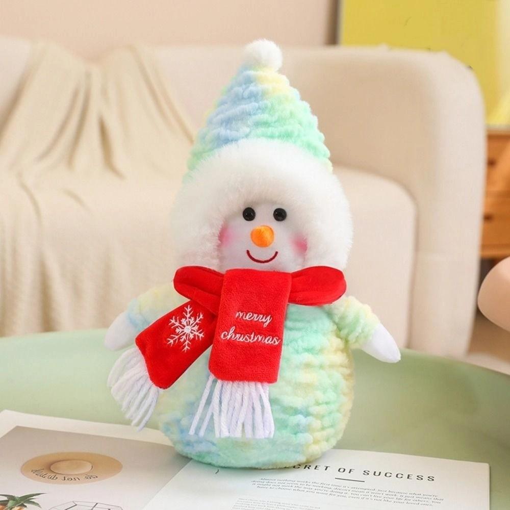 Fluffy Santa Claus Plush Toys Cartoon Snowman Stuffed Dolls Scarf Snowman Plush Toy  Party Favors