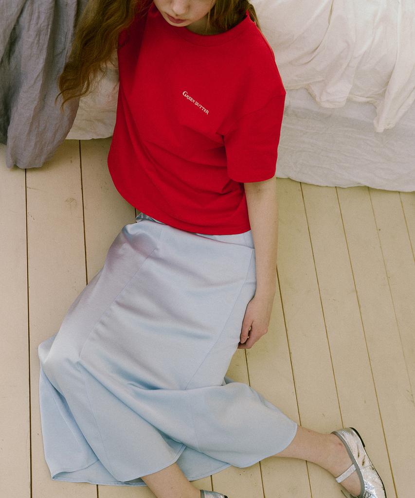Green Butter Silky Banding Skirt (Light Blue)
